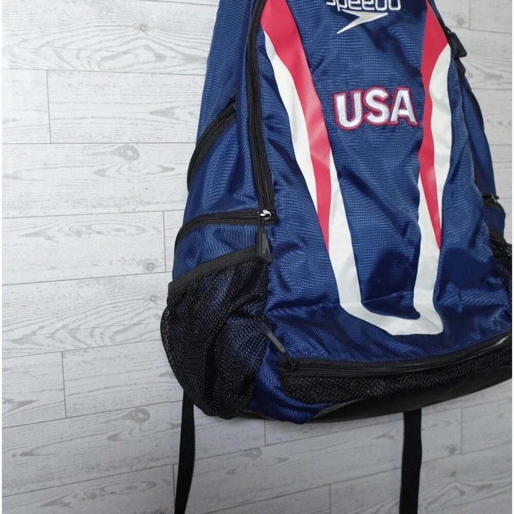 Speedo USA Gold Medalist Swim Large 35L  Backpack Book Bag Red White Blue